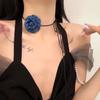 Estilo Japonés y Coreano Primavera y Verano Nueva Joyería Polvo de Durazno Encaje Bordado Flor Correa de Cuello Collar Gargantilla Collar de Gargantilla Mujer