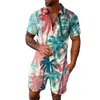 Conjunto de Polo con Cremallera de Moda Europea, Americana y Asiática Transfronterizo para Hombre, Polo Casual Estampado en 3D, Pantalones Cortos Casuales