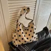 Bolso de lona de gran capacidad transfronterizo para mujer, nuevo bolso de hombro de moda 2026 con lunares para la escuela y el trabajo, bolso tote cruzado