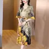 Vestido Estampado Estilo Chino Seda Sintética 2023 Verano Nueva Moda Elegante Adelgazante para Mamás