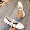 Comercio Electrónico Transfronterizo Otoño 2026 Zapatos Mary Jane de Doble Hebilla para Mujer Punta Redonda Piel Suave Planos Zapatos de una Sola Suela Corte Bajo Francés Versátil