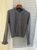 Estilo Coreano 2025 Outono Novo Casual Doce Estilo Campus Cardigan de Tricô com Borda na Gola Redonda Manga Longa Jaqueta Top
