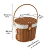 Cesta Oval de Vime Sintético Tecido Souvenir Fivela de Couro Cesta de Frutas para Armazenamento Cesta de Armazenamento Presente para o Festival do Meio Outono