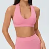 Top de Yoga Halter de Cuello Profundo en V para Mujer con Almohadillas Extraíbles en el Pecho, Sujetador Deportivo de Fitness para Pilates con Diseño de Triángulo Hueco en la Espalda
