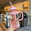 Vaso Gigante de Hielo: Taza de Agua Simple, Elegante y de Gran Capacidad con Colador de Té, Adecuada para Té de Flores, Portátil con Asa y Popote para el Verano