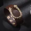 Pulsera Ancha de Cuero de Moda 2022 Estilo Hermana Real para Dama Pulsera de PU Aleación Casual Forma de Leopardo Joyería al por Mayor