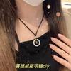 Collar con anillo de jade y campana pequeña, colgante tejido con hebilla de la paz, estilo novia, pareja, regalo para estudiantes