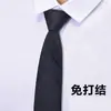 Clase Corbata con Cremallera Femenina Novio Boda Hombres Negocios Vestido 8cm Rayas Azules Delgada Negra Perezosa Gratis