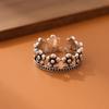 Corona de flores vintage antigua personalidad temperamento anillo abierto mujer