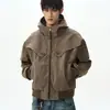 Jaqueta Baseball com Zíper de Veludo Cotelê Masculina Outono Retro Americano Solta Casual Bonita Jaqueta Harrington