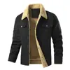 Chaqueta de algodón casual de talla grande con múltiples bolsillos para hombre de otoño e invierno Amazon, forrada de polar, chaqueta de algodón cálida transfronteriza