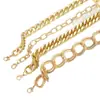 Pulsera de Cadena de Metal Exagerada Transfronteriza Europea y Americana Juego de 4 Piezas Material Ecológico Cadena de Hierro + Cadena de Aluminio Versátil Juego de Joyería para Manos