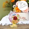 Botella de Aceite Esencial Transfronteriza 30ml Estilo Árabe Esmalte Multicolor Decoración Floral Rama Chapada en Oro Aleación de Pavo Real Botella para Decantar Perfume