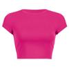 Venda Direta de Fábrica Amazon Europeu e Americano Transfronteiriço Verão DIY Cor Sólida Manga Curta Camiseta Casual para Mulheres, Top Estilo Y2K da Moda