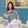 Súper Lindo Estilo Japonés Dibujos Animados Lolita Lolita Conejo Muñeca Felpa Bolso Cruzado Cadena de Perlas Hombro Bolso Muñeca