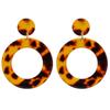 Brincos Geométricos Simples da Moda Europeia e Americana Mais Vendidos Brincos Populares da Amazon em Placa de Acetato Acrílico Estampa de Leopardo Formato C