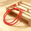 Festival del Bote del Dragón Cuerda Roja Tejida a Mano Nudo de Cola de Fénix Año del Zodiaco Pulsera Sencilla Pareja Étnica Hebilla de Metal Cuerda de Mano Doble Línea