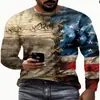 Camiseta casual masculina de manga comprida para comércio exterior, estampa digital, fornecimento especial para estações independentes, Amazon, AliExpress, etc.