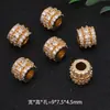 Cuentas huecas de circonita incrustada en oro de 14 quilates, cuentas de barril, accesorios para pulseras, collares, joyería tejida a mano, en stock, venta al por mayor