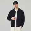 Cardigã de tricô com gola estilo americano para homens, novo suéter com zíper para primavera e outono, solto e casual com toque de alta qualidade, casaco