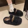 Pantuflas de algodón para mujer, con suela gruesa, que aumentan la altura, forradas de felpa, cálidas y de punta cerrada, nuevo estilo invierno 2026, versátiles, a la moda, casuales y ligeras, peludas