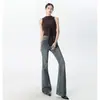 Jeans Acampanados de Cintura Alta Elásticos para Mujer con Diseño Estructurado Estilo Americano, Novedad Primavera y Verano Ajustados Versátiles para Chicas Populares