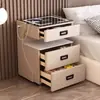 Mesita de Noche Caja Fuerte con Cerradura de Contraseña, Caja Fuerte Multifuncional para Mesita de Noche de Dormitorio para Uso Doméstico, Almacenamiento de Madera Maciza