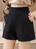 Shorts de Traje Sueltos de Cintura Alta para Mujer 2026 Nueva Primavera Negro Ropa Exterior Capa Base Pantalones Acampanados Casuales de Pierna Ancha en A