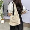 Nova Bolsa de Palha de Flor Bolsa Tote Portátil de Grande Capacidade Bolsa Tecida de Praia Versátil e Moderna Bolsa de Ombro Floral para Mulheres