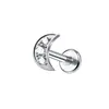 Fundición 100% Acero Inoxidable con Incrustación de Circonita, Corona de Trébol de Cuatro Hojas en Forma de Abanico de 1.0 Diente, Piercing Labial y Piercing de Cartílago Auricular de Flor de Estrella de Cinco Puntas