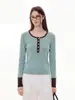 Top de punto estilo francés, sofisticado y de corte ajustado para mujer, perfecto como capa interior para otoño e invierno, de manga larga, estilo jersey, favorecedor y elegante