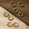 Pendientes Geométricos Verdes de Piedra Europeos y Americanos Transfronterizos Populares Retro de Contraste Pendientes de Nicho de Alta Gama Estilo Nuevo para Mujeres