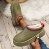 Sapatos transfronteiriços botas de neve europeias e americanas femininas inverno novo moda pantufas de peça única sapatos de algodão de lã de sola grossa muffin para mulheres