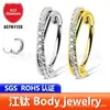 Anillo de Nariz de Titanio Jiangtai F136 Anillo de Diamante Incrustado Cruzado de Doble Capa Joyería para Piercing Corporal de Aleación de Titanio G23 Pendientes