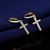 Brincos de argola com cruz de diamante de personalidade simples europeus e americanos para homens e mulheres versão coreana do Coringa fivela de orelha da moda joia de orelha atacado