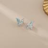 Aretes Asimétricos de Mariposa Hueca Azules Pequeños y Exquisitos Estilo Vacacional Elegantes Inteligentes Placa para Incienso de Mosquitos Sin Agujeros en las Orejas