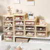 Caixa de armazenamento transparente estilo creme para acessórios de cabelo, caixa de armazenamento para crianças e meninas, armário de armazenamento estilo gaveta de mesa, caixa porta-canetas
