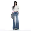 Jeans microacampanados estilo americano para mujer, nueva colección otoño 2026, pantalones retro petite acampanados rectos elásticos de corte ajustado