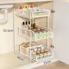 Estante de almacenamiento de cocina extraíble para gabinete debajo del fregadero, canasta de cajón ultraprofunda para especias, estante de almacenamiento en capas para lavabo