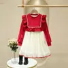 Vestido para niña Otoño e Invierno 2024 Nuevo Vestido de Princesa para Niña Pequeña Moda Infantil Vestido Forrado de Felpa Vestido de Malla