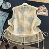 Colete novo estilo chinês, com qualidade garantida, redutor de idade, para mulheres de meia-idade, com bordado elaborado, colete fino estilo nacional