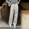 Jeans Feminino Wide Leg Liso Cor Laranja Jovem Simples High-end Cintura Alta Emagrecimento Caimento Alto Versátil Calças Retas