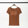 Camiseta de manga corta push-up modal con almohadilla para el pecho BRA-t sin sujetador de media manga con copa de cinco dedos Pijama de puesto Base