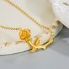Collar de rosas de joyería de comercio electrónico transfronterizo para mujer, diseño de nicho de lujo ligero, cadena de clavícula simple de alta gama, de alta gama