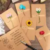 Tarjetas de Felicitación de Flores Secas Tridimensionales con Bendiciones y Mensajes Escritos a Mano, Regalos para el Día del Niño, Tarjetas Postales al por Mayor