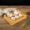 Bandeja de Té Estilo Japonés Hecha de Plástico con Textura Similar al Bambú, Drenaje de Agua, Resistente al Moho, Desmontable, Diseño Simple, Bandeja para Juego de Té con Drenaje, Libre de Moho