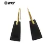 WT-E778 aretes de gancho para mujer de ojo de tigre y lapislázuli, trapezoidales, de longitud media, elegantes, de venta caliente, para la oficina