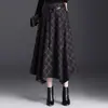 Falda de Cuadros Irregulares para Mujer 2026 Otoño/Invierno Nueva Falda Larga de Cintura Alta que Cubre la Cadera Elegante Versátil Falda de Corte A con Dobladillo Ancho