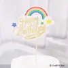 Arco Iris Decorativo Colorido Tarjeta Inserto para Pastel Pastel de Cumpleaños Estrellas Dorada Rosa Azul Enchufe Decoración de Postre para Hornear Inserto