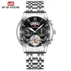 Va Va Voom/2453 Reloj de Acero Inoxidable Tourbillon No Automático Mecánico de Negocios Reloj Luminoso Impermeable para Hombres